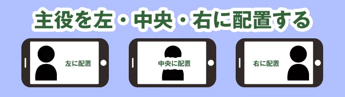 主役を左・中央・右に配置する